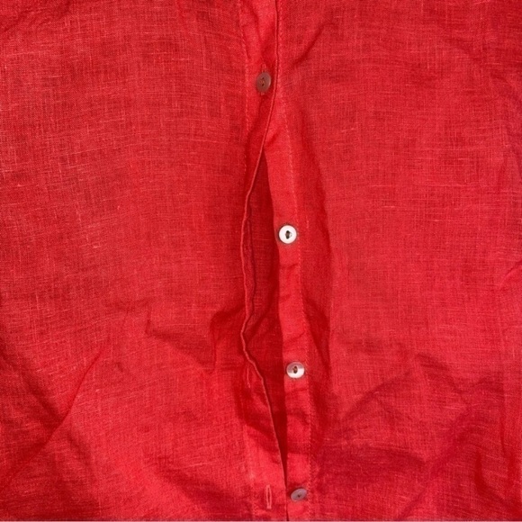 Sigrid Olsen Linen Red Orange Button - Picture 3 of 5